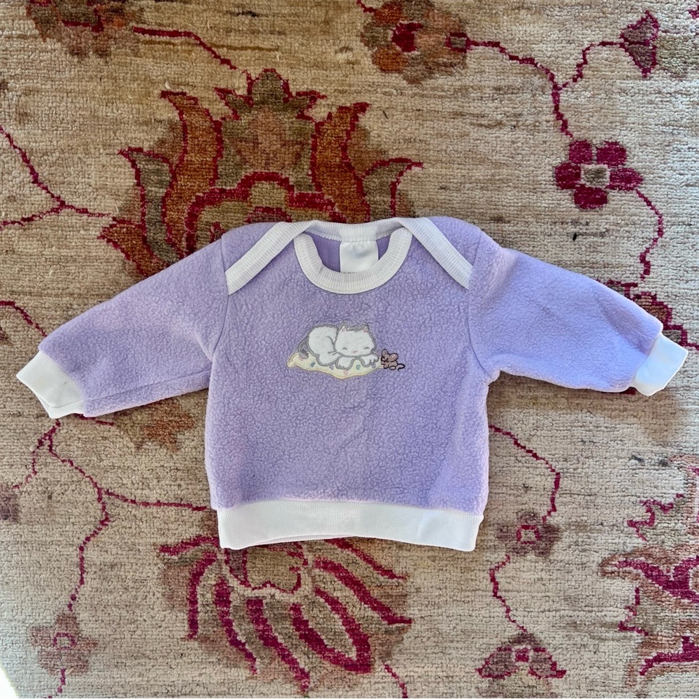 Vintage Cat + Mouse Fleece Infant Sweater